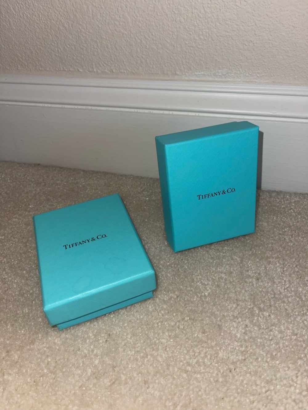 Tiffany & Co. Robin's-Egg Blue Jewelry Boxes (2) with Care Card